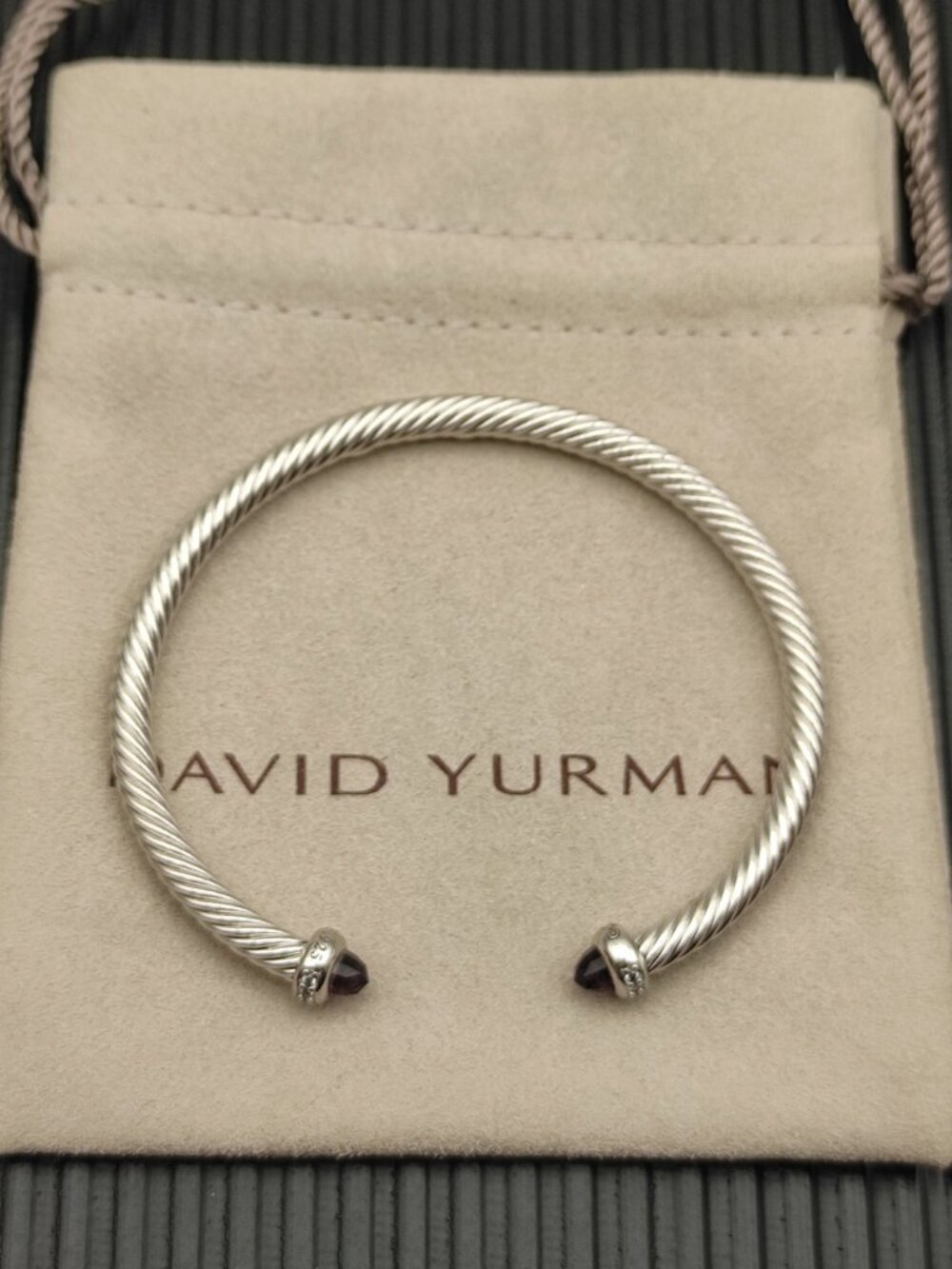 ▪️David Yurman▪️Silver 4mm Purple Diamond Bracelet with Diamonds